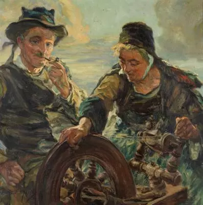 Arthur Midy, couple de bretons, tableau