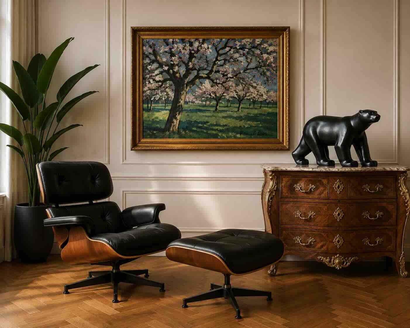 Tableau, fauteuil de design et sculpture présentés par Expertisez Enchères