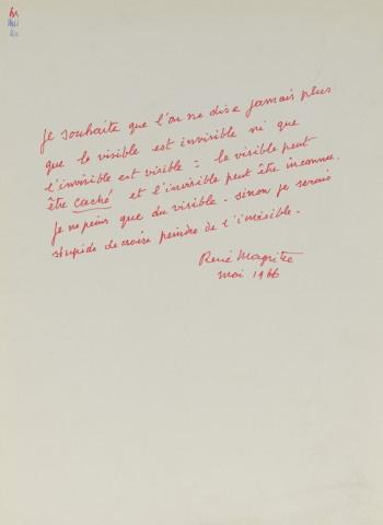 René Magritte, texte de sa main