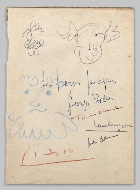 Pablo Picasso, jean Effel, tête de faune, dessin
