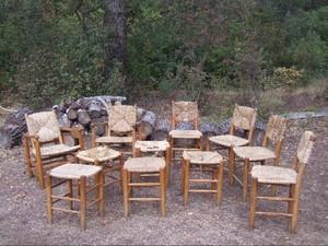 Charlotte Perriand, ensemble chaises et tabourets