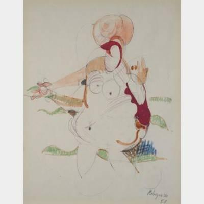 PAUL REBEYROLLE (1926-2005) - Femme nue - Aquarelle