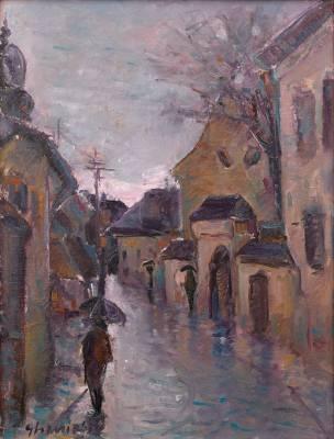 Adrian Ghenie, Pluie sous la rue de l'atelier monétaire, tableau