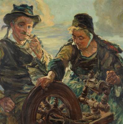 Arthur Midy, couple de bretons, tableau