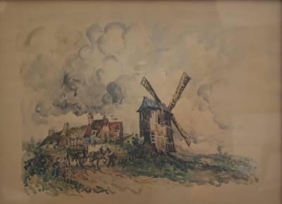 Frank Will, le moulin, aquarelle