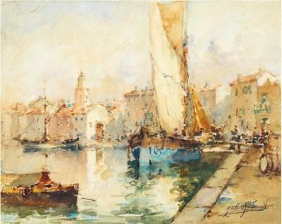 gilbert-galland-vue-de-port-aquarelle