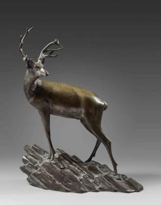 Georges Lavroff, Cerf, bronze, vente aux enchères