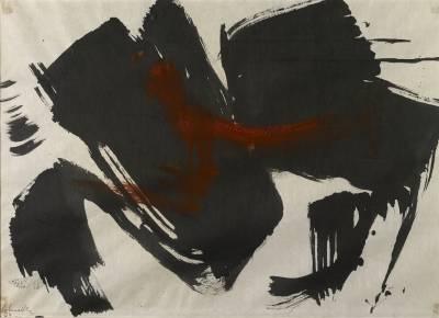 Gérard Schneider, composition 1964, aquarelle et encre