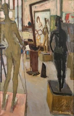 Jacques Boussard, dans l'atelier de Germaine Richier, tableau