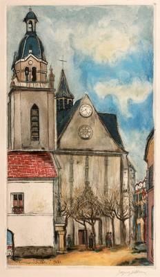 Jacques Villon, l'église de Limours, d'après Maurice Utrillo, vente aux enchères