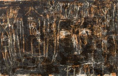 Jean Dubuffet, paysage habité, lithographie