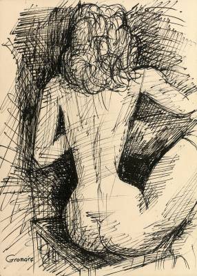 Marcel Gromaire, jeune femme assise de dos, dessin