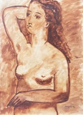 Maurice Savin, femme se coiffant, dessin