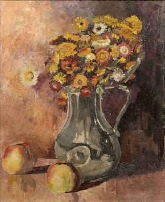 Jean Peské, vase de fleurs, tableau