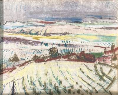 Willy Eisenschitz, paysage de Provence, dessin