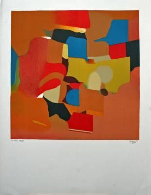 Roland Bierge, lithographie, composition