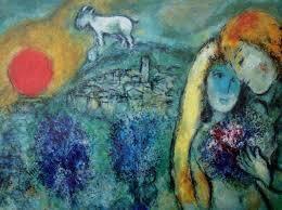 Marc Chagall, les amoureux, lithographie