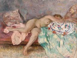 Henri Lebasque, nu au coussin espagnol, tableau